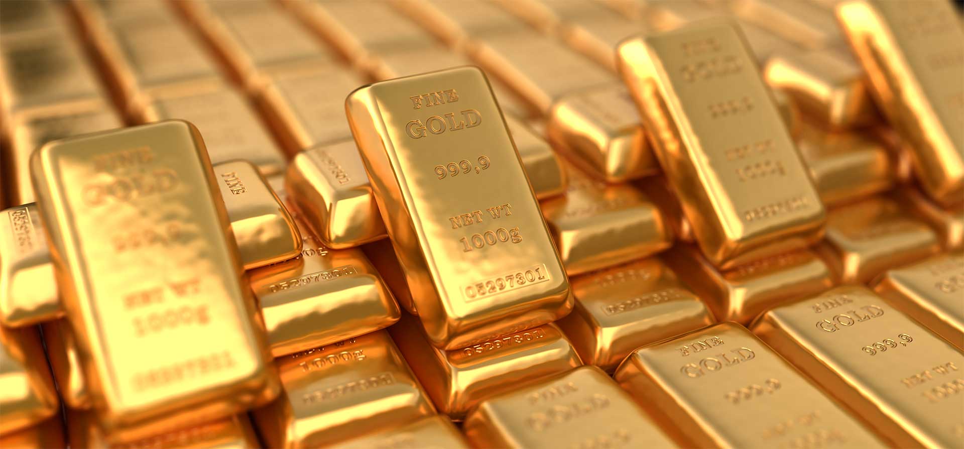 Stacked one kilogram gold bars